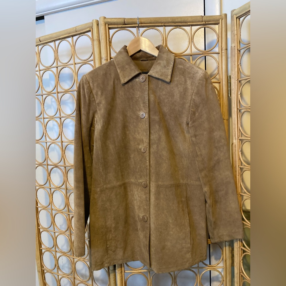 Bernardo, washable caramel, suede, leather coat, size small